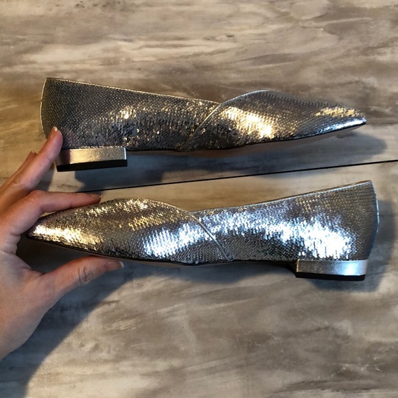 J.Crew Silver Sequin D’Orsay Flats 6.5 - Picture 5 of 8